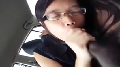 Nerdy asian sucking black cock in the whip