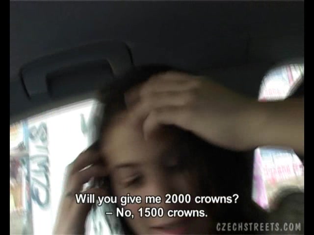 Czech brunette slut Veronika sucks in the car