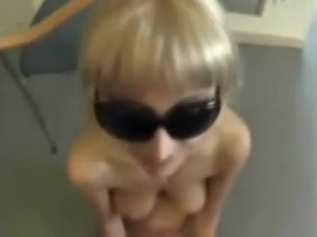 Blonde girl with big glasses fucked good