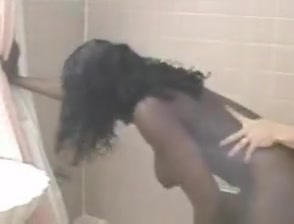 Hot black girl gets fucked in shower