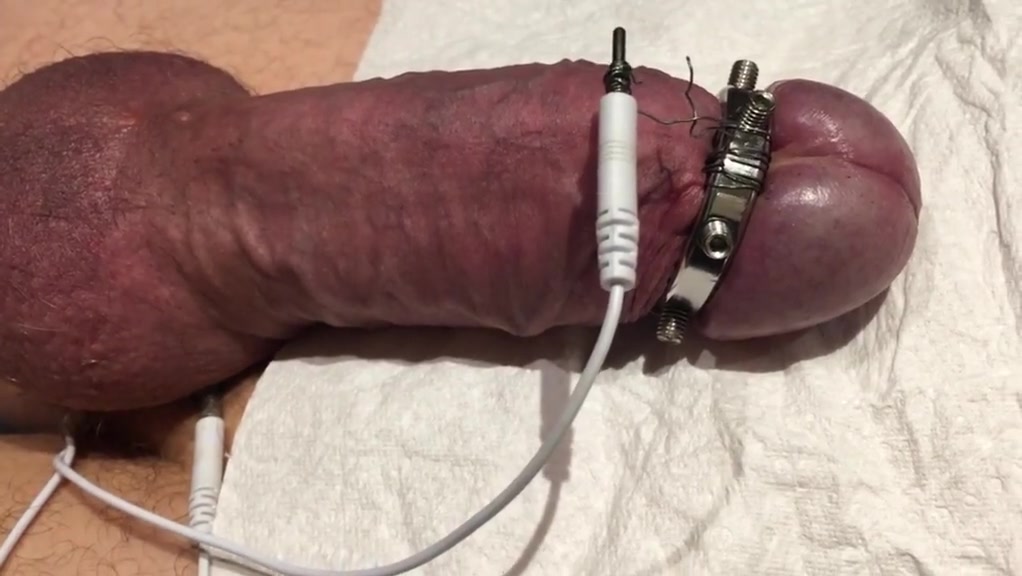 Subject cock taking its first ever estim torture