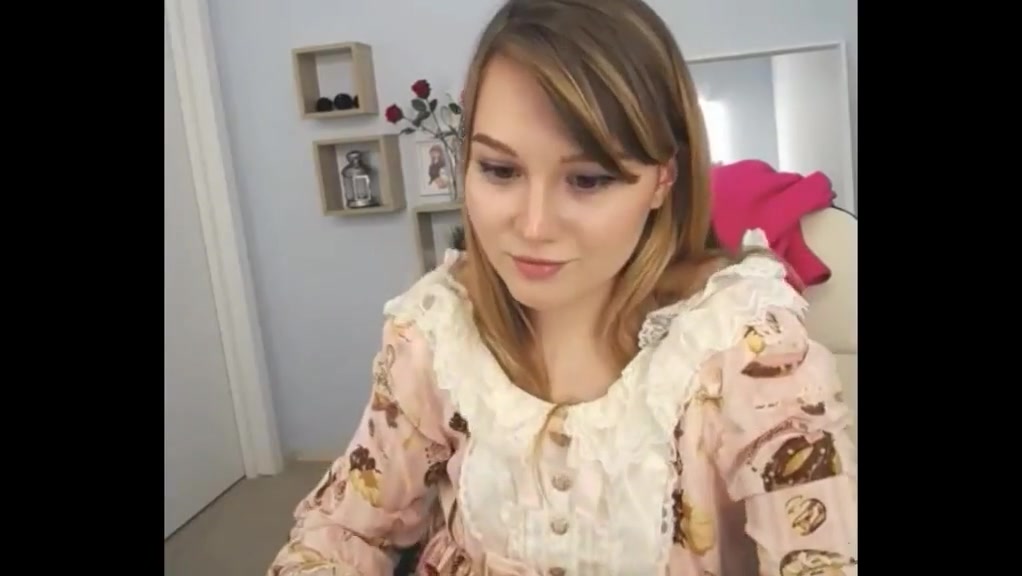 Shy beautiful blonde college girl 2nd day camming teases boob nipple