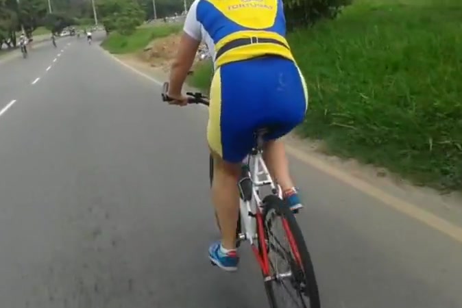 Women in bike shorts shiny