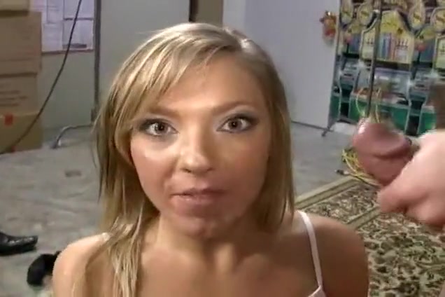 Slender blonde with tiny tits Ally Kay shows off her blowjob skills