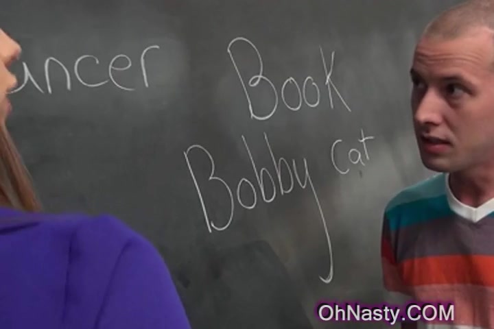 Sexy brunette teacher loves huge swollen cock