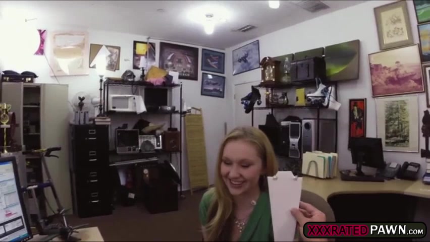 Blonde girlfriend gets fucked at the pawnshop in exchange of cash