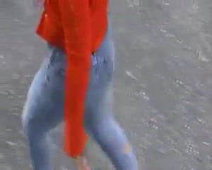 Tight blue jeans