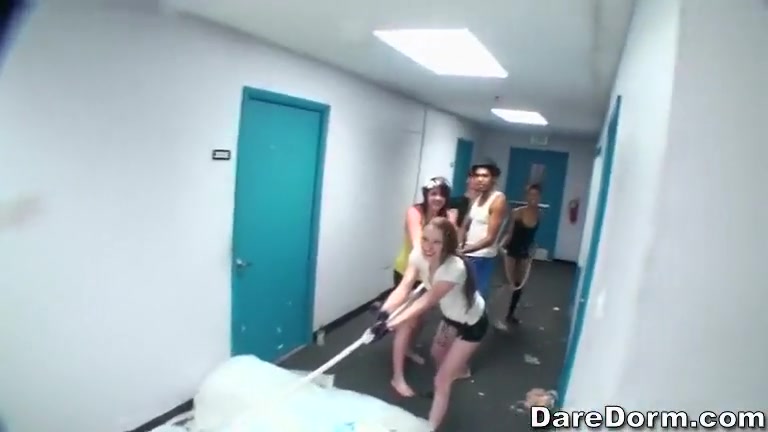 Students having fun in a dorm. Reality